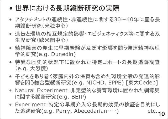 スライド10　世界における長期縦断研究の実際